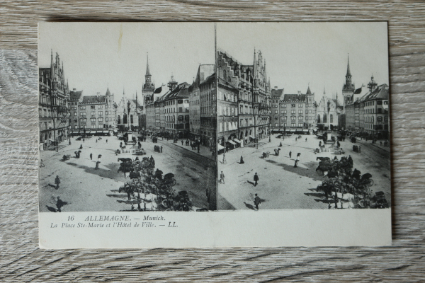 AK München / Stereo-Bild-Karte / 1910-20 / Marienplatz Rathaus